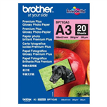 BROTHER BP71G PREMIUM PLUS GLOSSY PHOTO PAPER 260GSM A3 WHITE PACK 20