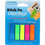 STICKON CLEARFLAGS 25 SHEETS 12 X 45MM ASSORTED PACK 5