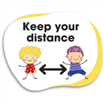 DURUS SCHOOL OUTDOOR FLOOR SIGN ADHESIVE MEMORY JOGGER KEEP YOUR DISTANCE 250 X 200MM WHITE