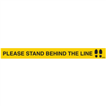 DURUS HARD FLOOR STRIPS PLEASE STAND BEHIND THE LINE 50 X 500MM YELLOW PACK 5