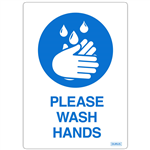 DURUS SELF ADHESIVE DECAL PLEASE WASH HANDS 105 X 148MM BLUEWHITE PACK 2
