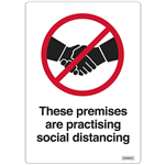 DURUS SELF ADHESIVE DECAL THESE PREMISES ARE PRACTISING SOCIAL DISTANCE 105 X 148MM BLACKRED PACK 2