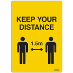 DURUS SELF ADHESIVE DECAL KEEP YOUR DISTANCE 105 X 148MM YELLOW PACK 2