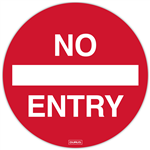 DURUS ADHESIVE FLOOR SIGN NO ENTRY CIRCULAR 250MM REDWHITE