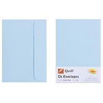 QUILL C6 COLOURED ENVELOPES PLAINFACE STRIP SEAL 80GSM 114 X 162MM POWDER BLUE PACK 25