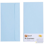 QUILL DL COLOURED ENVELOPES PLAINFACE STRIP SEAL 80GSM 110 X 220MM POWDER BLUE PACK 25