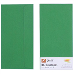 QUILL DL COLOURED ENVELOPES PLAINFACE STRIP SEAL 80GSM 110 X 220MM EMERALD PACK 25