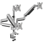 ERGOVIDA TRIPLE MONITOR ARM GAS SPRING WITH USB  AV PORTS METALLIC GREY