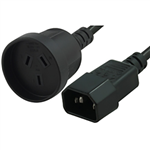COMSOL POWER CABLE IECC14 MALE TO 3PIN AUS FEMALE 15M BLACK