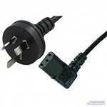 COMSOL MAINS OUTLET POWER CABLE 3PIN AUS MALE TO RIGHT ANGLE IECC13 FEMALE 2M BLACK