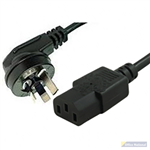COMSOL MAINS OUTLET POWER CABLE RIGHT ANGLE 3PIN AUS MALE TO IECC13 FEMALE 2M BLACK
