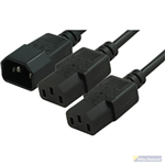COMSOL MAINS OUTLET POWER SPLITTER CABLE 1 X IECC14 MALE TO 2 X IECC13 FEMALE 2M BLACK