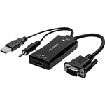 COMSOL VGA ADAPTER MALE AND 35MM AUDIO TO HDMI FEMALE 200MM BLACK