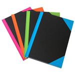 BLACK AND RED NOTEBOOK CASEBOUND RULED 192 PAGE A4 ASSORTED CORNERS