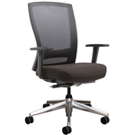 BURO MENTOR MESH BACK CHAIR WITH ARMS ALUMINIUM BASE BLACK SEAT UPHOLSTERY