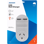 JACKSON CHARGER MAINS POWER OUTLET 2 X USBA WHITE