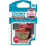 DYMO 1978366 D1 DURABLE LABEL CASSETTE TAPE 12MM X 3M WHITE ON RED