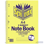 SPIRAX 605 2 SUBJECT NOTEBOOK 7MM RULED SPIRAL BOUND 250 PAGE A4