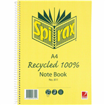 SPIRAX 811 NOTEBOOK 7MM RULED 70 RECYCLED CARDBOARD COVER SPIRAL BOUND A4 240 PAGE