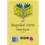 SPIRAX 812 NOTEBOOK 7MM RULED 70 RECYCLED CARDBOARD COVER SPIRAL BOUND A5 120 PAGE