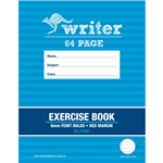WRITER EXERCISE BOOK FEINT RULED 8MM 60GSM 64 PAGE 225 X 175MM