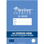 WRITER PREMIUM EXERCISE BOOK FEINT RULED 8MM 70GSM 96 PAGE A4 CIRCLE