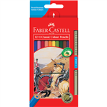 FABERCASTELL CLASSIC COLOUR PENCILS ASSORTED PACK 12 BONUS GOLD GRIP PENCIL