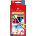 FABERCASTELL JUNIOR TRIANGULAR COLOURED PENCILS WITH SHARPENER ASSORTED PACK 10