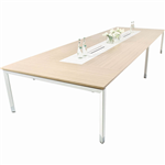 OBLIQUE HEIGHT ADJUSTABLE BOARDROOM TABLE 3600 X 1600 X 720MM SNOW MAPLE