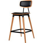 FELIX BARSTOOL BLACK VINYL SEAT LANCASTER OAK SEAT BLACK FRAME