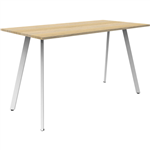 RAPIDLINE ETERNITY HIGH BAR TABLE 1800 X 750MM NATURAL OAK  WHITE SATIN