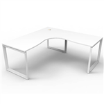 RAPID INFINITY DELUXE 1 PERSON LOOP LEG SINGLE SIDED CORNER WORKSTATION 1800 X 1800MM NATURAL WHITE TOP  WHITE FRAME