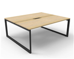 RAPID INFINITY DELUXE 2 PERSON LOOP LEG DOUBLE SIDED WORKSTATION 1800 X 750 X 730MM NATURAL OAK SCALLOP TOP  BLACK FRAME