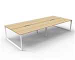RAPID INFINITY DELUXE 4 PERSON LOOP LEG DOUBLE SIDED WORKSTATION 1800 X 750 X 730MM NATURAL OAK SCALLOP TOP  WHITE FRAME