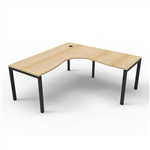 RAPID INFINITY DELUXE 1 PERSON PROFILE LEG SINGLE SIDED CORNER WORKSTATION 1800 X 1500 X 750 X 730MM NATURAL OAK TOP  BLACK FRAME