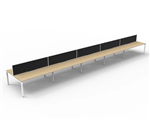 RAPID INFINITY DELUXE 10 PERSON PROFILE LEG DOUBLE SIDED WORKSTATION 1200 X 750 X 730MM BLACK SCREEN  NATURAL OAK TOP  WHITE FRAME