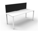 RAPID INFINITY DELUXE 1 PERSON PROFILE LEG SINGLE SIDED WORKSTATION 1500 X 750 X 730MM BLACK SCREEN  NATURAL WHITE TOP  WHITE FRAME