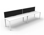 RAPID INFINITY DELUXE 2 PERSON PROFILE LEG SINGLE SIDED WORKSTATION 1500 X 750 X 730MM BLACK SCREEN  NATURAL WHITE TOP  WHITE FRAME