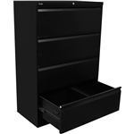 GO LATERAL FILING CABINET 4 DRAWER HEAVY DUTY 1321 X 900 X 473MM BLACK