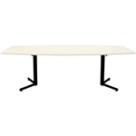 OM BOARDROOM TABLE BOAT SHAPED 2400 X 1200MM WHITEBLACK