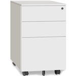 OM METAL MOBILE PEDESTAL 2 DRAWER 1 FILE 390 X 500 X 600MM WHITE