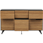 NOVARA CREDENZA 6 DRAWS 1825 X 425 X 800MM ZEBRANO TIMBER VENEER
