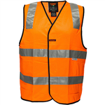 PRIME MOVER MV102 HIVIS VEST HOOK N LOOP CLOSURE REFLECTIVE TAPE ORANGE 3XL