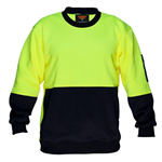 PRIME MOVER MF117 2TONE CREW NECK FLEECE JUMPER