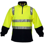 PRIME MOVER HV215 HIVIS POLAR FLEECE JUMPER WITH TAPE LONG SLEEVE 14 ZIP 2TONE