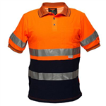 PRIME MOVER MP310 HIVIS COTTON POLO SHIRT WITH TAPE SHORT SLEEVE 2TONE