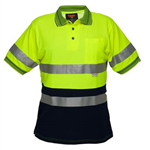 PRIME MOVER MP510 HIVIS POLO SHIRT MICRO MESH SHORT SLEEVE TAPE 2TONE