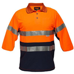 PRIME MOVER MP513 HIVIS POLO SHIRT MICRO MESH WITH TAPE 2TONE