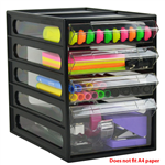 ITALPLAST OFFICE ORGANISER CABINET 4 DRAWER 255 X 165 X 230MM BLACK