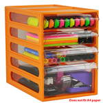 ITALPLAST OFFICE ORGANISER CABINET 4 DRAWER 255 X 165 X 230MM MANDARIN